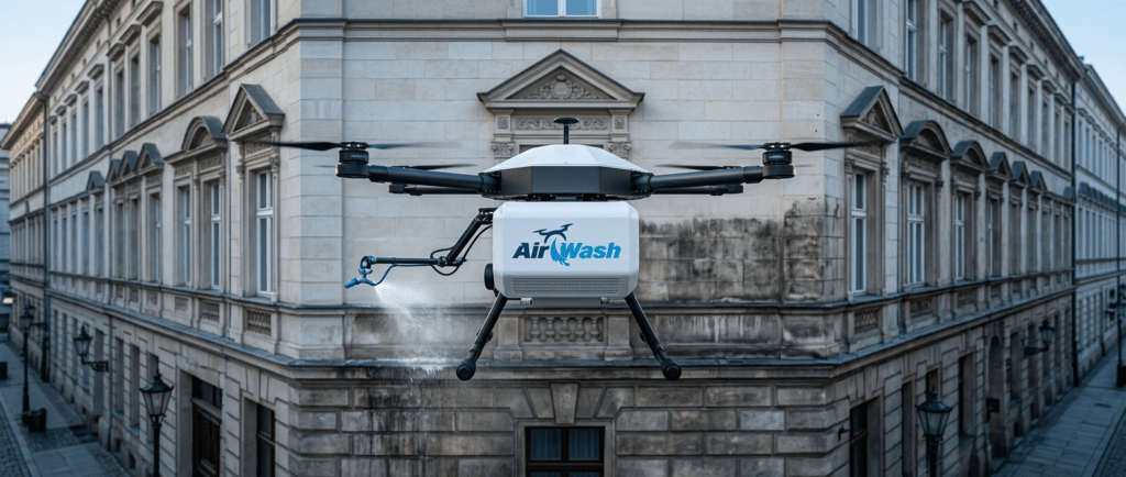 mycie elewacji dronem